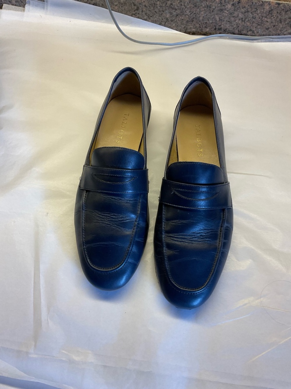 Talbots Navy Leather Loafers 9.5